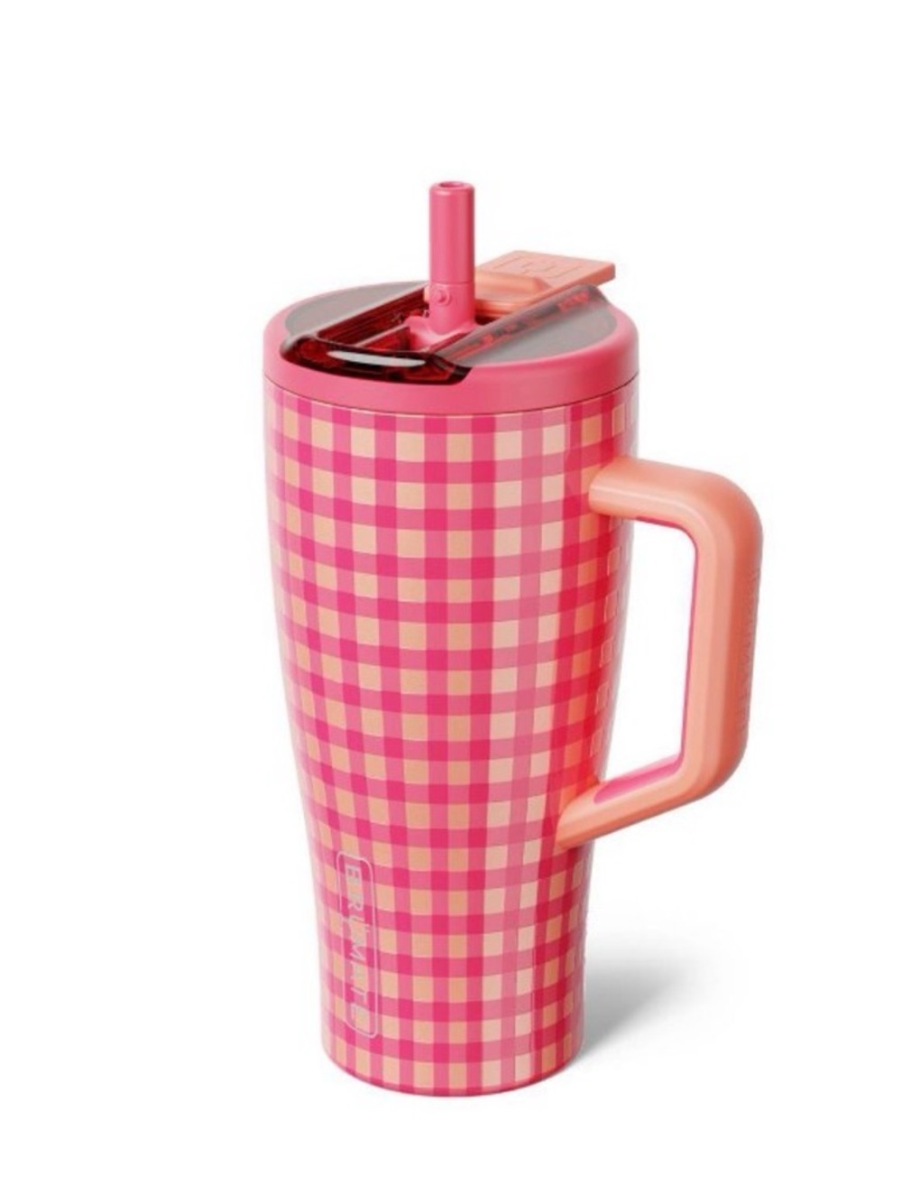 BrüMate Era 30oz Peach Gingham Flip Straw Tumbler Insulated Leakproof Cup
